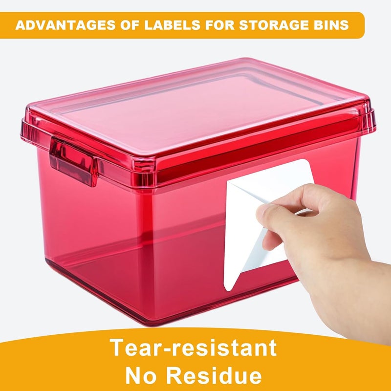 Thboxes 200 Pcs Labels for Storage Bins, 6 x 4 inch Large Label Stickers with 1 Double-Ended Marker Pen Removable Labels Adhesive Moving Labels Blank Labels Tear Resistant No Residue for School Business Home - Image 4